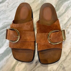 Khaite Brown Suede Slides / sandals
